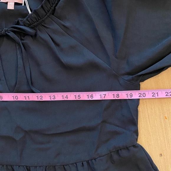 Women’s Black Longer Sleeve Mini Dress Viola Peasant Ruffle New XS - Picture 10 of 14